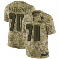 Falcons 70 Jake Matthews Camo Youth Stitched Football Limited 2018 Salute to Service Jersey