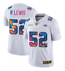 Baltimore Ravens 52 Ray Lewis Men White Nike Multi Color 2020 NFL Crucial Catch Limited NFL Jersey