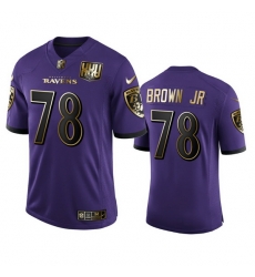 Baltimore Ravens 78 Orlando Brown Jr  Men Nike Purple Team 25th Season Golden Limited NFL Jersey