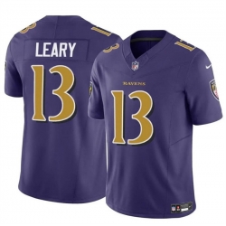 Men Baltimore Ravens 13 Devin Leary Purple 2023 F U S E Vapor Limited Football Jersey