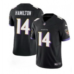 Men Baltimore Ravens 14 Kyle Hamilton Black 2023 F U S E  Vapor Limited Stitched Jersey