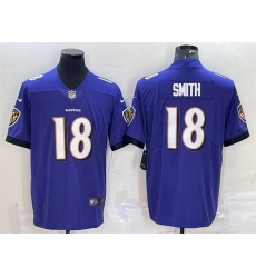 Men Baltimore Ravens 18 Roquan Smith Purple Vapor Untouchable Limited Stitched Jersey