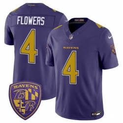 Men Baltimore Ravens  4 Zay Flowers Purple 2026 F U S E  Alternate Vapor Stitched Limited Football Jersey