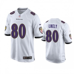 Men Baltimore Ravens 80 Isaiah Likely White Game Jersey