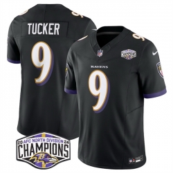 Men Baltimore Ravens 9 Justin Tucker Black F U S E 2024 AFC North Division Champions Vapor Limited Football Jersey