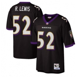 Men Ravens 52 R.LEWIS Black Throwback Jersey