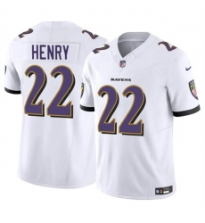 Men's Baltimore Ravens #22 Derrick Henry 2023 F.U.S.E. White Vapor Limited Football Stitched Jersey