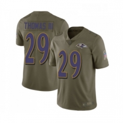 Mens Baltimore Ravens 29 Earl Thomas III Limited Olive 2017 Salute to Service Football Jersey