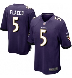 Mens Nike Baltimore Ravens 5 Joe Flacco Game Purple Team Color NFL Jersey