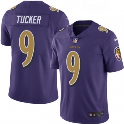 Mens Nike Baltimore Ravens 9 Justin Tucker Limited Purple Rush Vapor Untouchable NFL Jersey