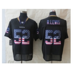 Nike Baltimore Ravens 52 Ray Lewis Black Elite USA Flag Fashion NFL Jersey