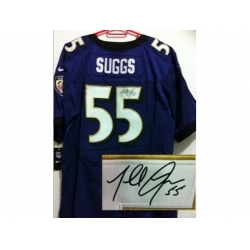 Nike Baltimore Ravens 55 Terrell Suggs Purple Elite Signed NFL Jersey