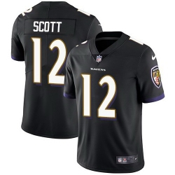 Nike Ravens 12 Jaleel Scott Black Vapor Untouchable Limited Jersey