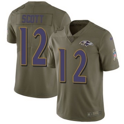 Nike Ravens 12 Jaleel Scott Olive Salute To Service Limited Jersey