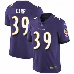 Nike Ravens 39 Brandon Carr Purple Team Color Men Stitched NFL Vapor Untouchable Limited Jersey