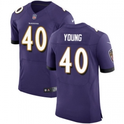 Nike Ravens #40 Kenny Young Purple Team Color Mens Stitched NFL Vapor Untouchable Elite Jersey