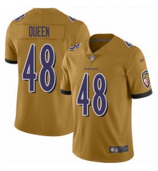 Nike Ravens 48 Patrick Queen Gold Men Stitched NFL Limited Inverted Legend Jersey