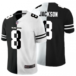 Nike Ravens 8 Lamar Jackson Black And White Split Vapor Untouchable Limited Jersey