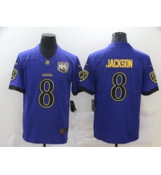 Nike Ravens 8 Lamar Jackson Purple Gold Vapor Untouchable Limited Jersey