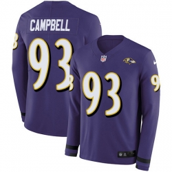 Nike Ravens 93 Calais Campbell Purple Team Color Men Stitched NFL Limited Therma Long Sleeve Jersey