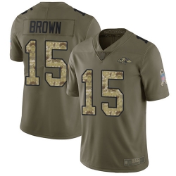 Ravens 15 Marquise Brown Olive Camo Men Stitched Football Limited 2017 Salute To Service Jersey