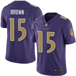 Ravens 15 Marquise Brown Purple Men Stitched Football Limited Rush Jersey