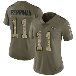 Nike Ravens #11 Breshad Perriman Olive Camo Womens Stitched NFL Limited 2017 Salute to Service Jersey