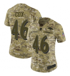 Nike Ravens #46 Morgan Cox Camo Women Stitched NFL Limited 2018 Salute to Service Jersey