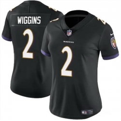 Women Baltimore Ravens 2 Nate Wiggins Black 2024 Draft Football Jersey