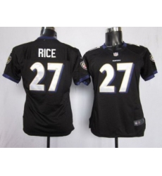 Women Nike Baltimore Ravens 27 Rice Black Nike NFL Jerseys