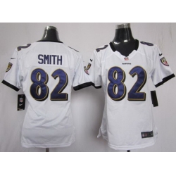 Women Nike Baltimore Ravens 82 Torrey Smith White Jerseys