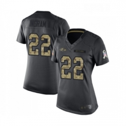 Womens Baltimore Ravens 22 Mark Ingram II Limited Black 2016 Salute to Service Football Jersey