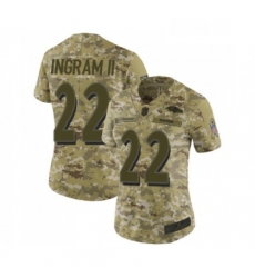 Womens Baltimore Ravens 22 Mark Ingram II Limited Camo 2018 Salute to Service Football Jersey