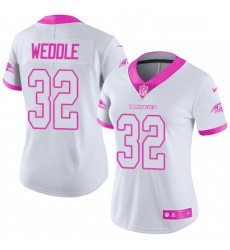 Womens Nike Baltimore Ravens 32 Eric Weddle Limited WhitePink Rush Fashion NFL Jersey