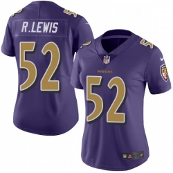 Womens Nike Baltimore Ravens 52 Ray Lewis Limited Purple Rush Vapor Untouchable NFL Jersey