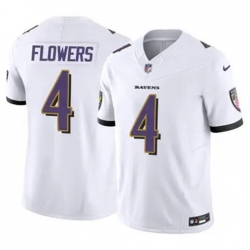 Youth Baltimore Ravens 4 Zay Flowers White 2023 F U S E Vapor Limited Football Jersey