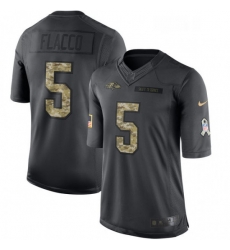 Youth Nike Baltimore Ravens 5 Joe Flacco Limited Black 2016 Salute to Service NFL Jersey