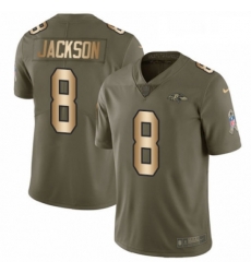 Youth Nike Baltimore Ravens 8 Lamar Jackson Limited OliveGold Salute to Service NFL Jersey