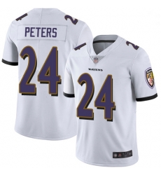 Youth Ravens 24 Marcus Peters White Stitched Football Vapor Untouchable Limited Jersey