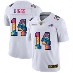 Buffalo Bills 14 Stefon Diggs Men White Nike Multi Color 2020 NFL Crucial Catch Limited NFL Jersey