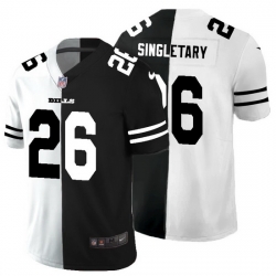 Buffalo Bills 26 Devin Singletary Men Black V White Peace Split Nike Vapor Untouchable Limited NFL Jersey