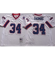 Buffalo Bills White #34 THOMAS White Stitched NFL Throwback Jersey