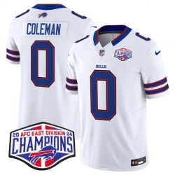 Men Buffalo Bills 0 Keon Coleman White F U S E  2024 AFC East Division Champions Vapor Limited Stitched Football Jersey