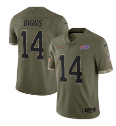 Men Buffalo Bills 14 Stefon Diggs Olive 2022 Salute To Service Limited Stitched Jersey