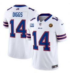 Men Buffalo Bills 14 Stefon Diggs White 2023 F U S E  With 3 Star C Ptach And John Madden Patch Vapor Limited Stitched Football Jersey