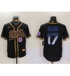 Men Buffalo Bills 17 Josh Allen Black Cool Base Stitched Baseball Jersey 10