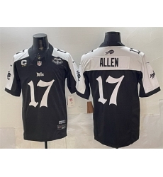 Men Buffalo Bills 17 Josh Allen Black White 2025 F U S E   27Gothic Cold Front Edition 27 With Farewell Patch  26 4 Star C Patch Vapor Limited Stitched Foo