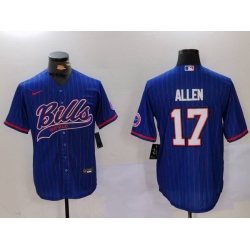 Men Buffalo Bills 17 Josh Allen Blue Team Cool Base Stitched Baseball Jersey 1