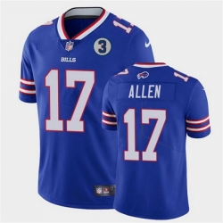 Men Buffalo Bills 17 Josh Allen Blue With NO 3 Patch Vapor Untouchable Limited Stitched Jersey