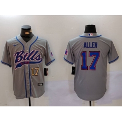 Men Buffalo Bills 17 Josh Allen Grey Team Cool Base Stitched Baseball Jersey